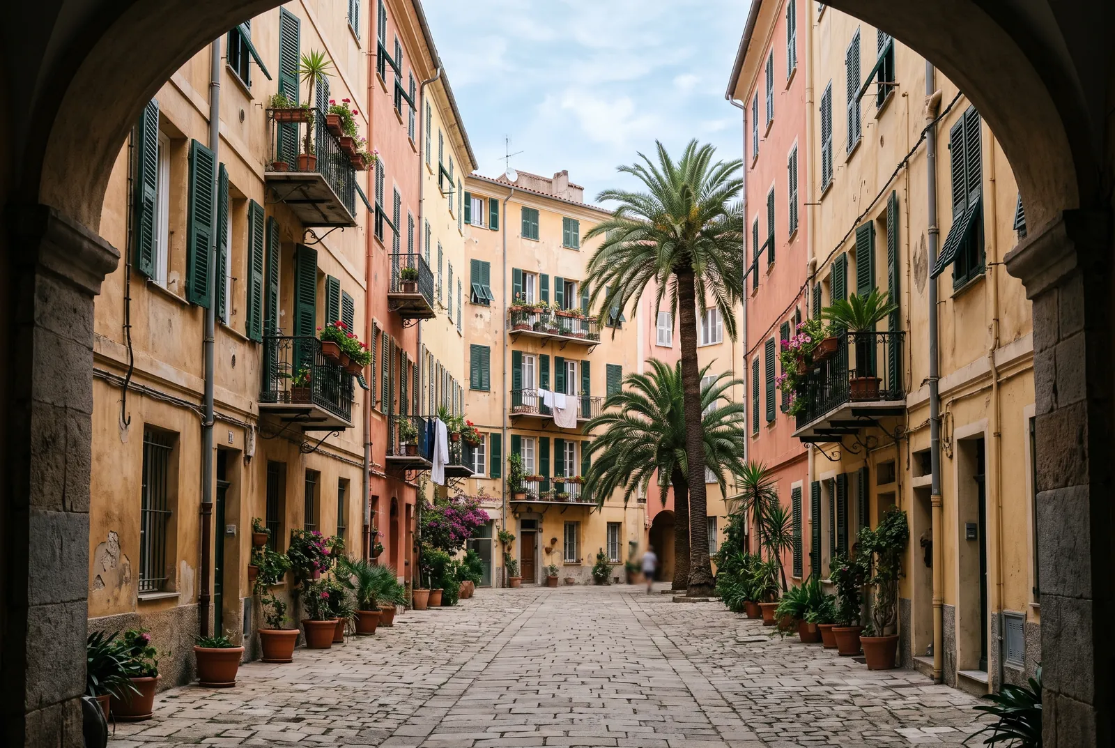 Cour intérieure d'un immeuble à Ajaccio
